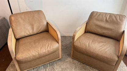 Harley Leather Swivel Accent Chair Set