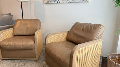 Harley Leather Swivel Accent Chair Set