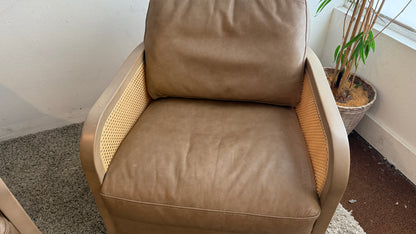 Harley Leather Swivel Accent Chair Set