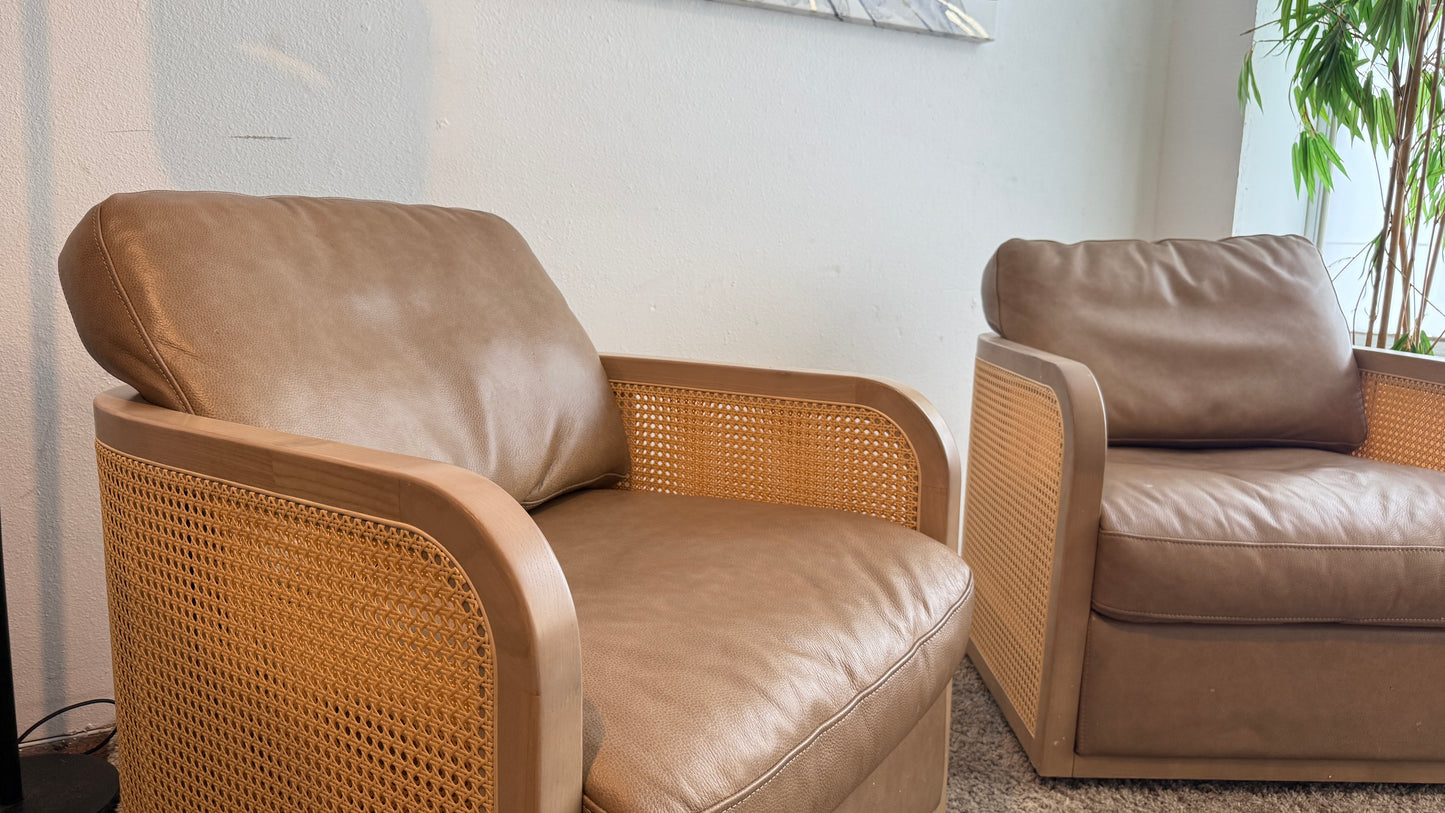 Harley Leather Swivel Accent Chair Set